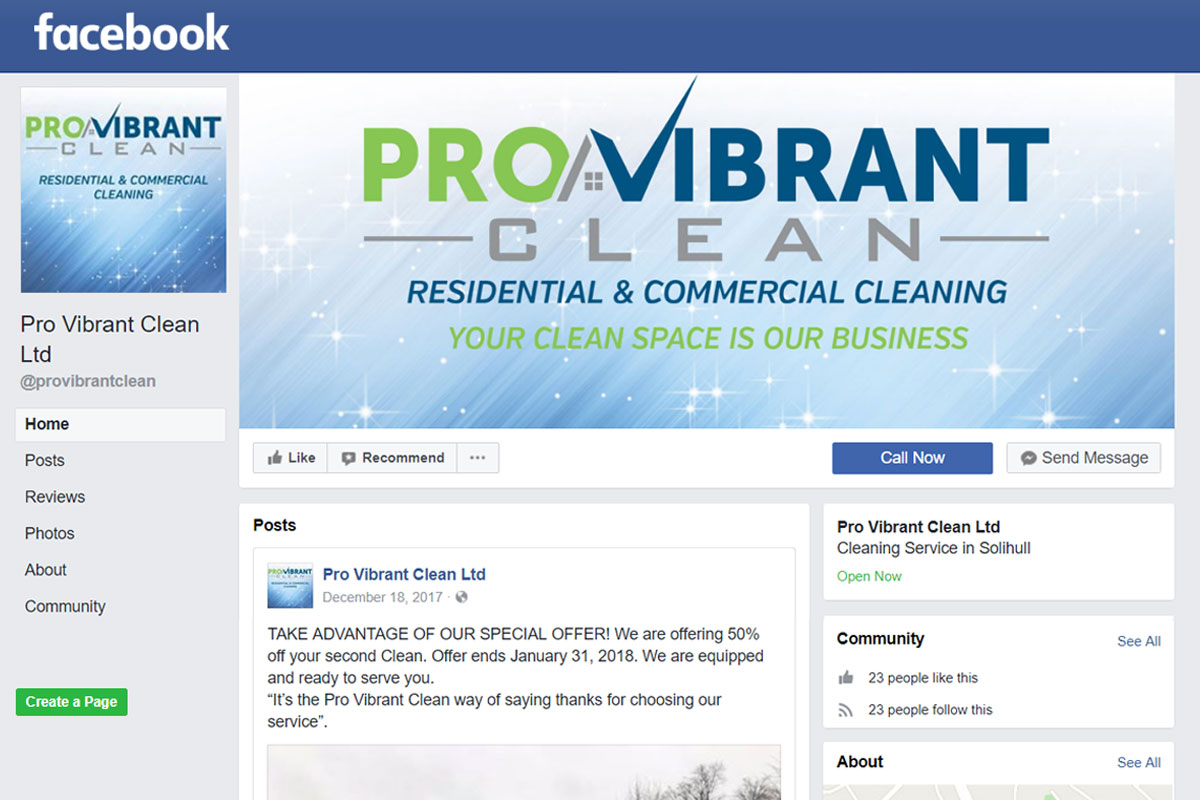 Pro Vibrant Clean Facebook Page